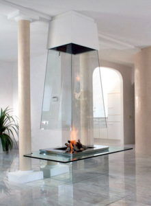 Камин в стиле «Hi Tech» из термического стекла 