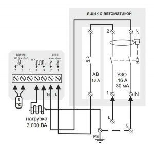 Электрическая схема подключения терморегулятора теплого пола